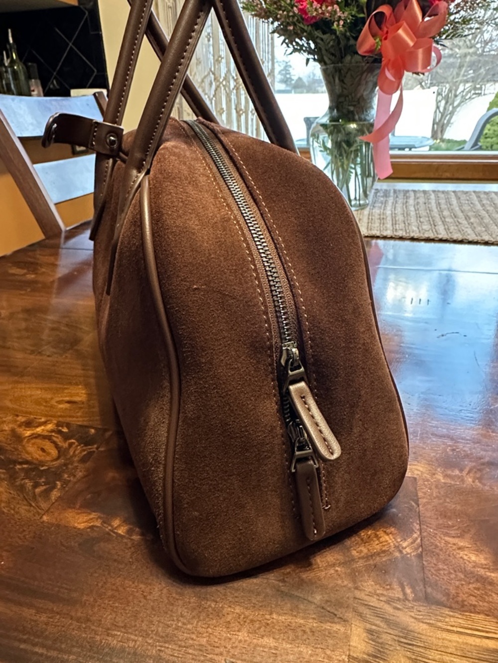 Classic Brown Suede Women's Shoulder Bag - Elegant Everyday Tote - Picture 3 of 11